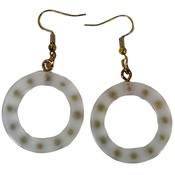 Rainbow Round translucent resin hoops with rhinestones earrings NEW - Picture 5 of 7